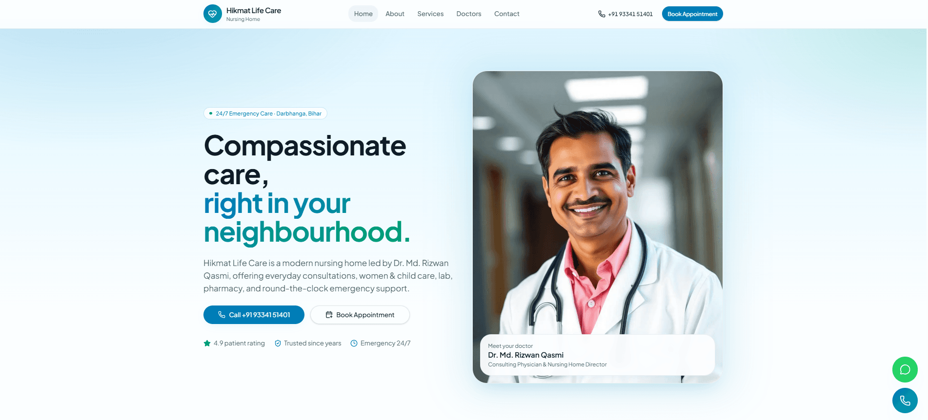 Hikmat Life Care website preview